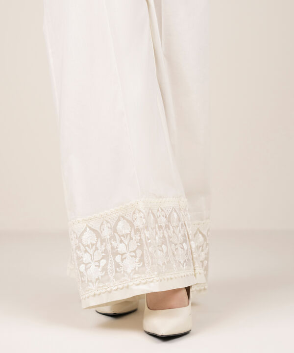 Embroidered Cotton Flared Pants