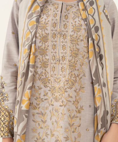 3 Piece - Embroidered Cotton Suit