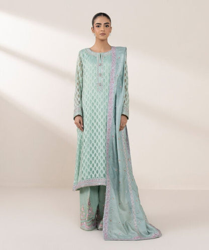 3 Piece - Embroidered Jacquard Suit (Stitched)