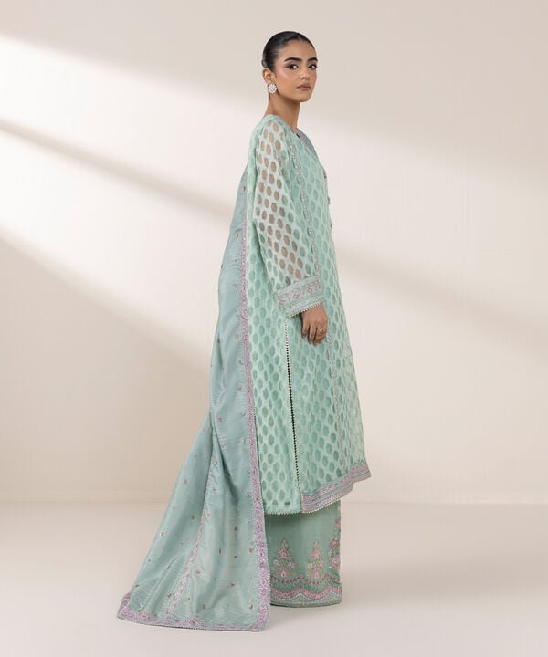 3 Piece - Embroidered Jacquard Suit (Stitched)