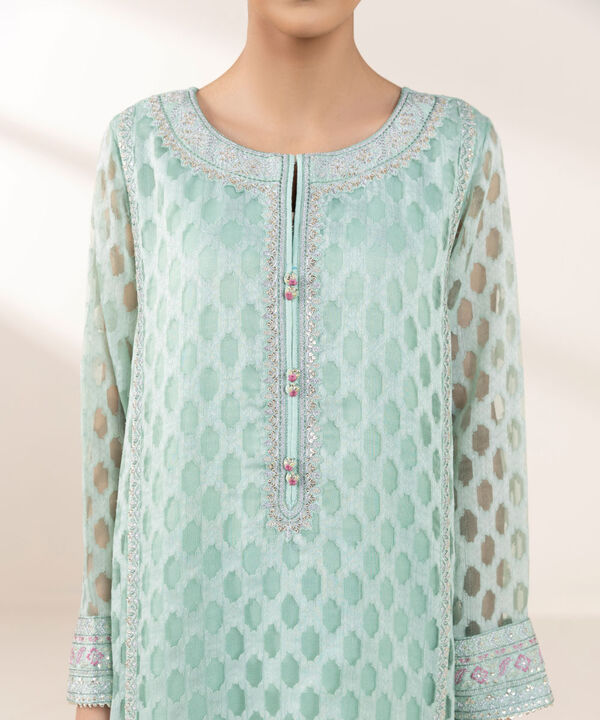 3 Piece - Embroidered Jacquard Suit (Stitched)