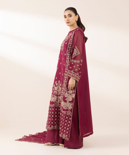 3 Piece - Embroidered Karandi Suit (Stitched)