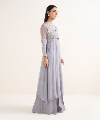 2 Piece - Embrodiered Chiffon Suit