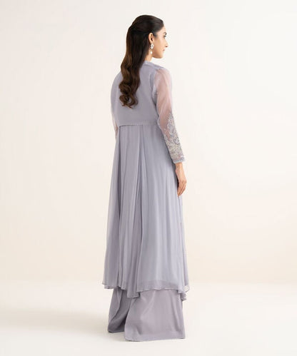 2 Piece - Embrodiered Chiffon Suit