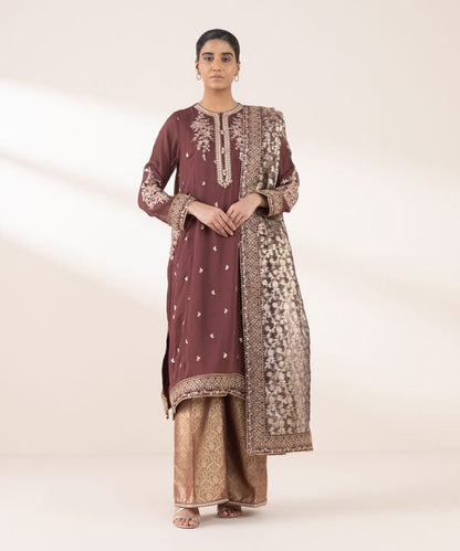 3 Piece - Embroidered Chiffon Suit (Stitched)
