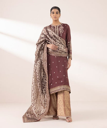 3 Piece - Embroidered Chiffon Suit (Stitched)