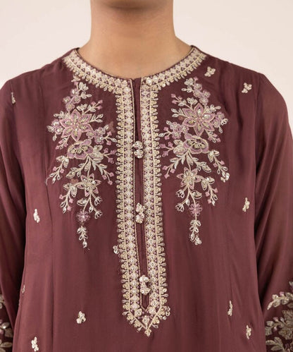 3 Piece - Embroidered Chiffon Suit (Stitched)