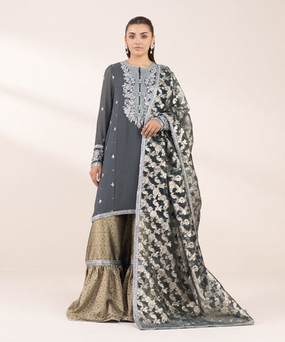 3 Piece - Embroidered Chiffon Suit (Stitched)