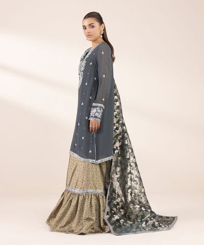 3 Piece - Embroidered Chiffon Suit (Stitched)