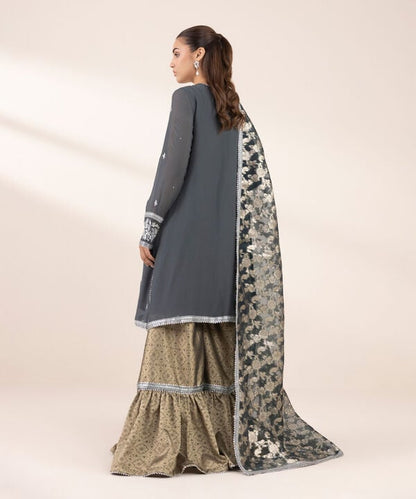 3 Piece - Embroidered Chiffon Suit (Stitched)