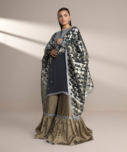 3 Piece - Embroidered Chiffon Suit (Stitched)