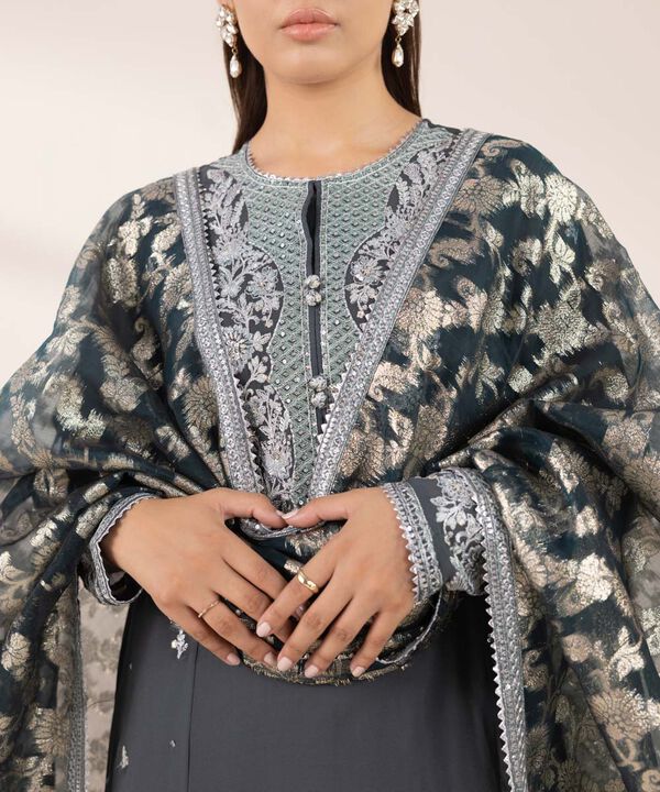 3 Piece - Embroidered Chiffon Suit (Stitched)