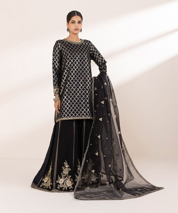 3 Piece - Embroidered Masoori Suit (Stitched)