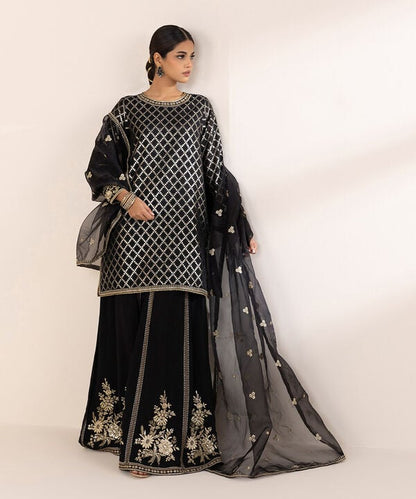 3 Piece - Embroidered Masoori Suit (Stitched)