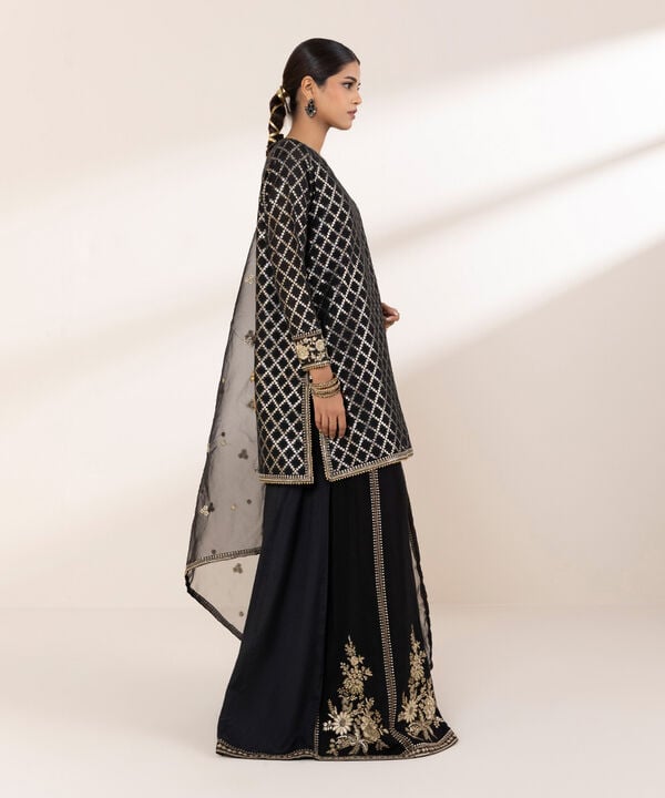 3 Piece - Embroidered Masoori Suit (Stitched)