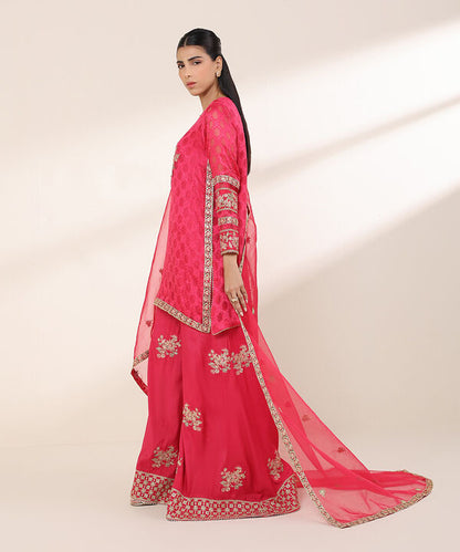 3 Piece - Embroidered Jacquard Suit (Stitched)