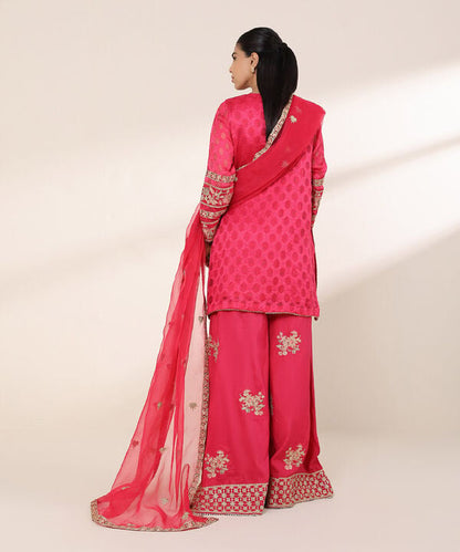 3 Piece - Embroidered Jacquard Suit (Stitched)
