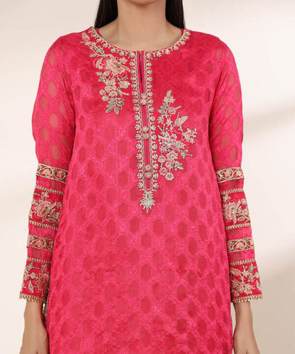 3 Piece - Embroidered Jacquard Suit (Stitched)