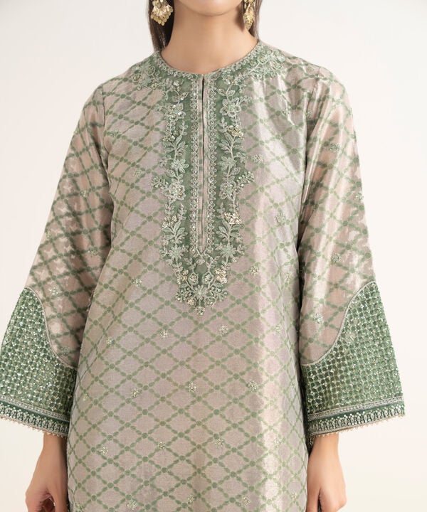 3 Piece - Embroidered Zari Jamawar Suit