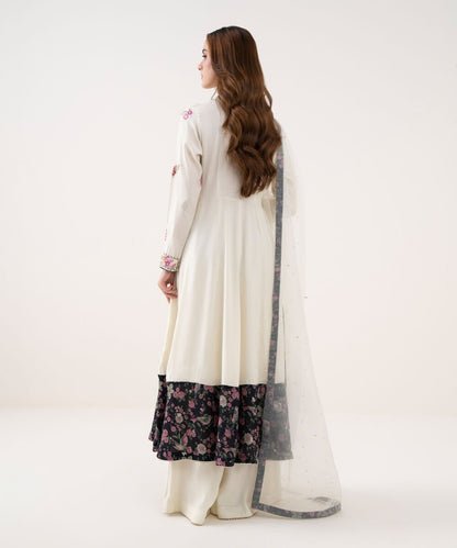 2 Piece - Embroidered Raw Silk Suit