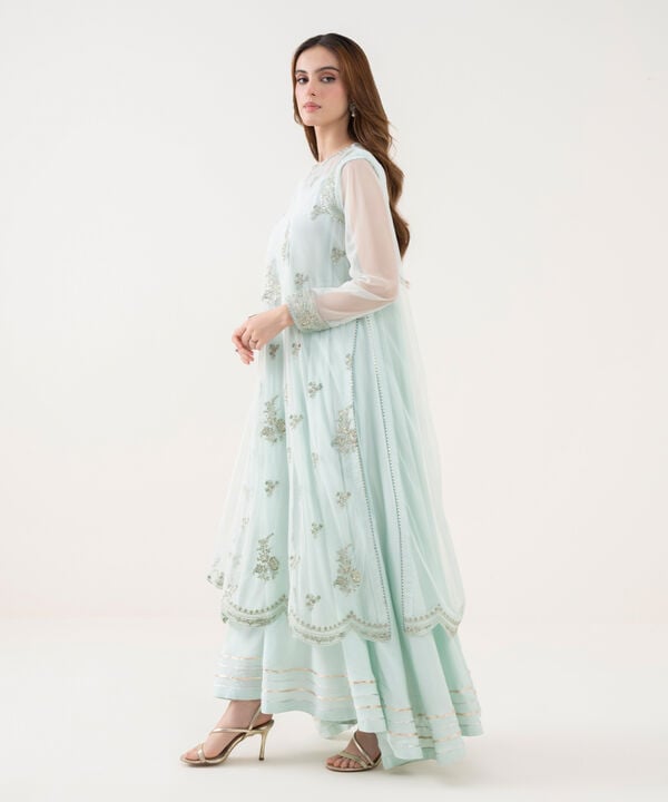 2 Piece - Embroidered Net Suit