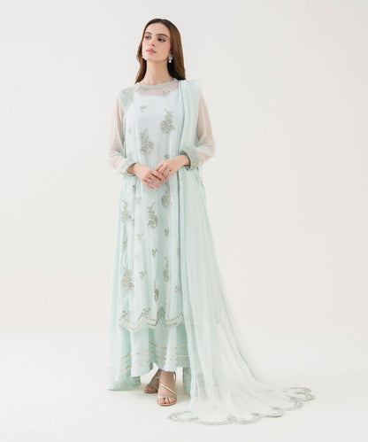 2 Piece - Embroidered Net Suit