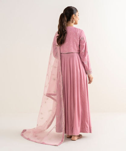 2 Piece - Embroidered Raw Silk Suit