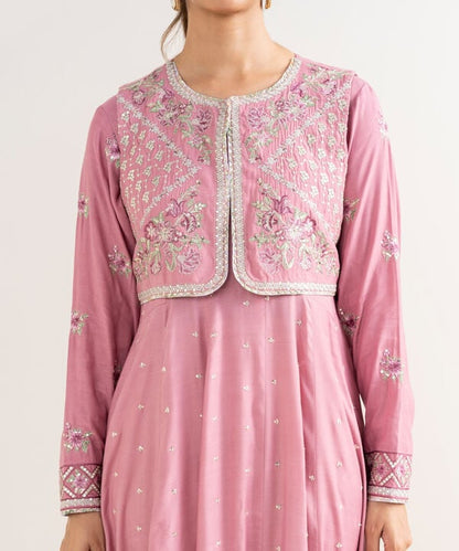 2 Piece - Embroidered Raw Silk Suit