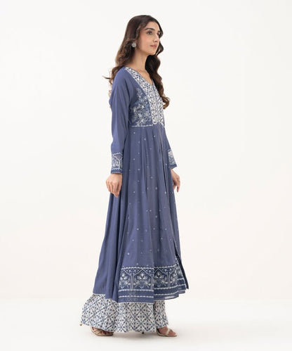 Embroidered Raw Silk Flared Shirt