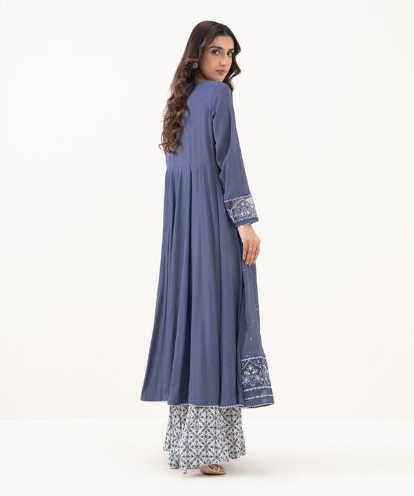 Embroidered Raw Silk Flared Shirt