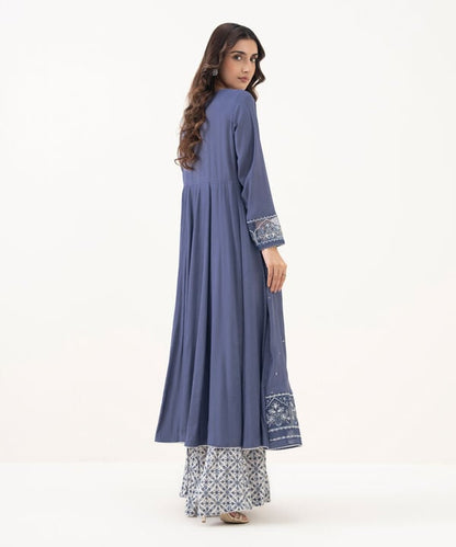 Embroidered Raw Silk Flared Shirt