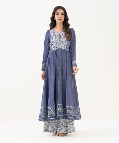 Embroidered Raw Silk Flared Shirt