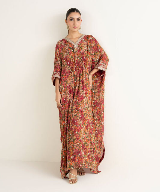 2 Piece - Embroidered Chiffon Suit
