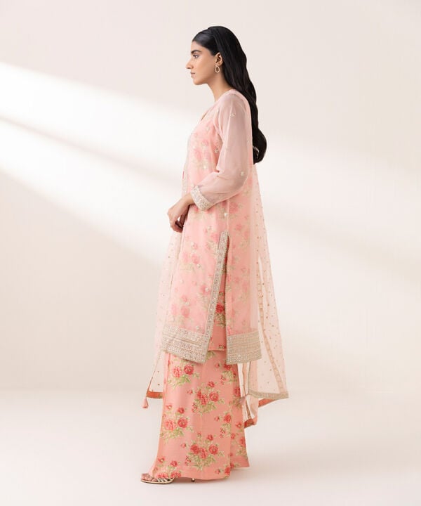3 Piece - Embroidered Organza Suit (Stitched)