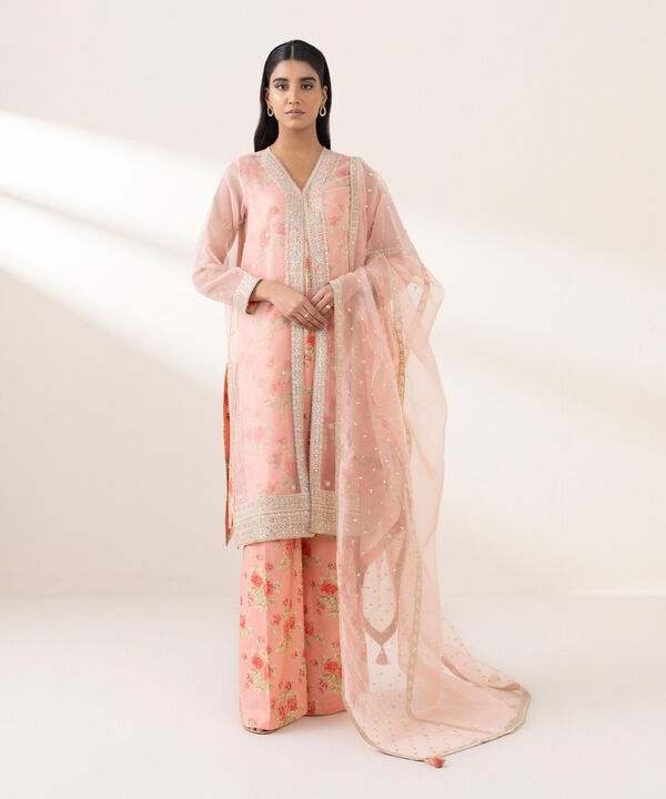 3 Piece - Embroidered Organza Suit (Stitched)