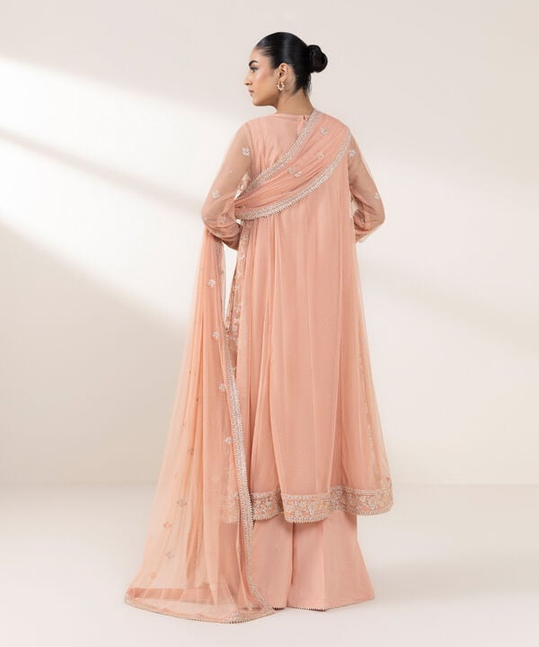 3 Piece - Embroidered Net Suit (Stitched)