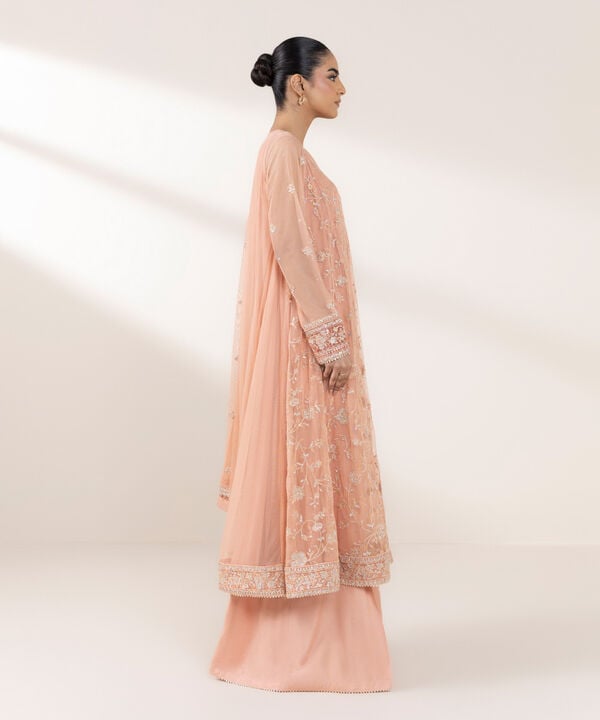 3 Piece - Embroidered Net Suit (Stitched)