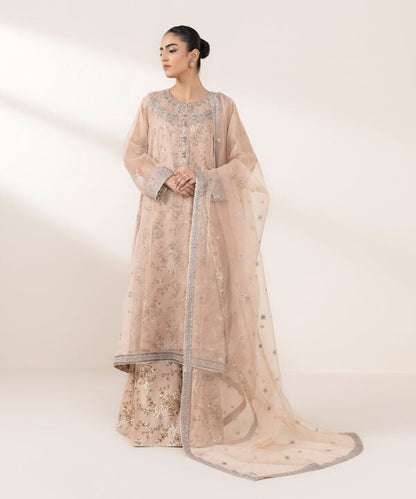 3 Piece - Embroidered Organza Suit (Stitched)