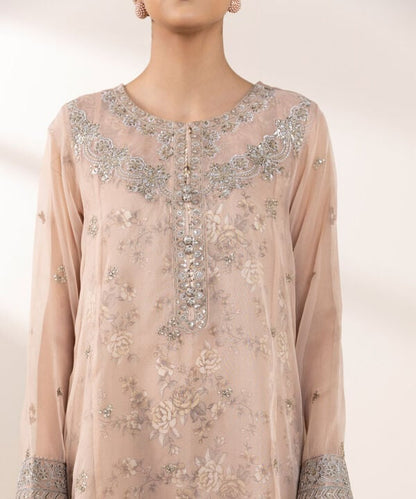 3 Piece - Embroidered Organza Suit (Stitched)