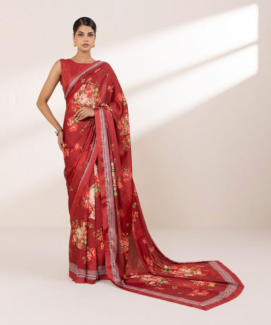 Printed Silk Saree (Stitched)