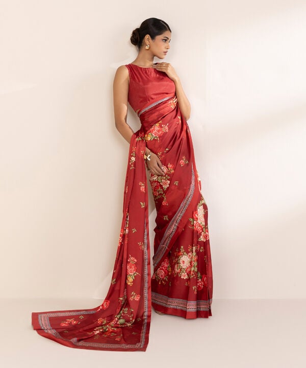 Printed Silk Saree (Stitched)