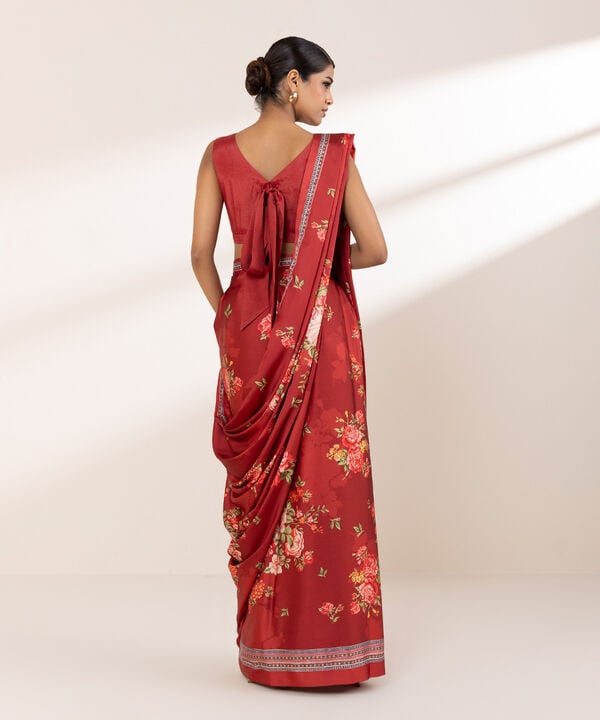 Printed Silk Saree (Stitched)