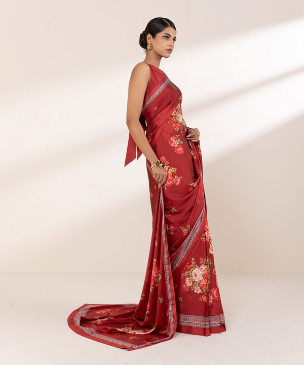 Printed Silk Saree (Stitched)