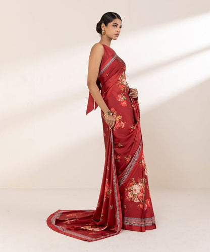 Printed Silk Saree (Stitched)