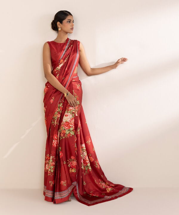 Printed Silk Saree (Stitched)