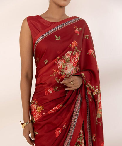 Printed Silk Saree (Stitched)