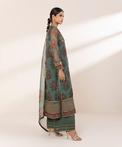 3 Piece - Embroidered Organza Suit (Stitched)
