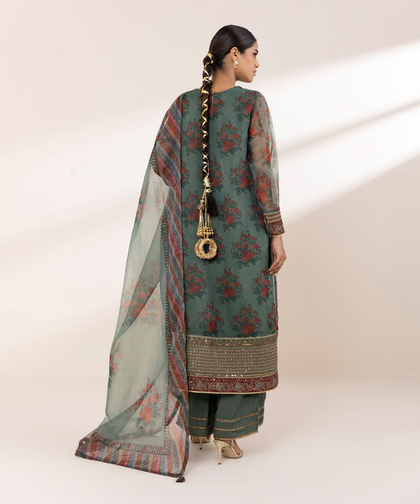 3 Piece - Embroidered Organza Suit (Stitched)