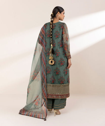 3 Piece - Embroidered Organza Suit (Stitched)