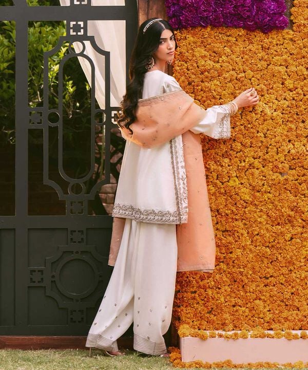 3 Piece - Embroidered Cotton Net Suit (Stitched)